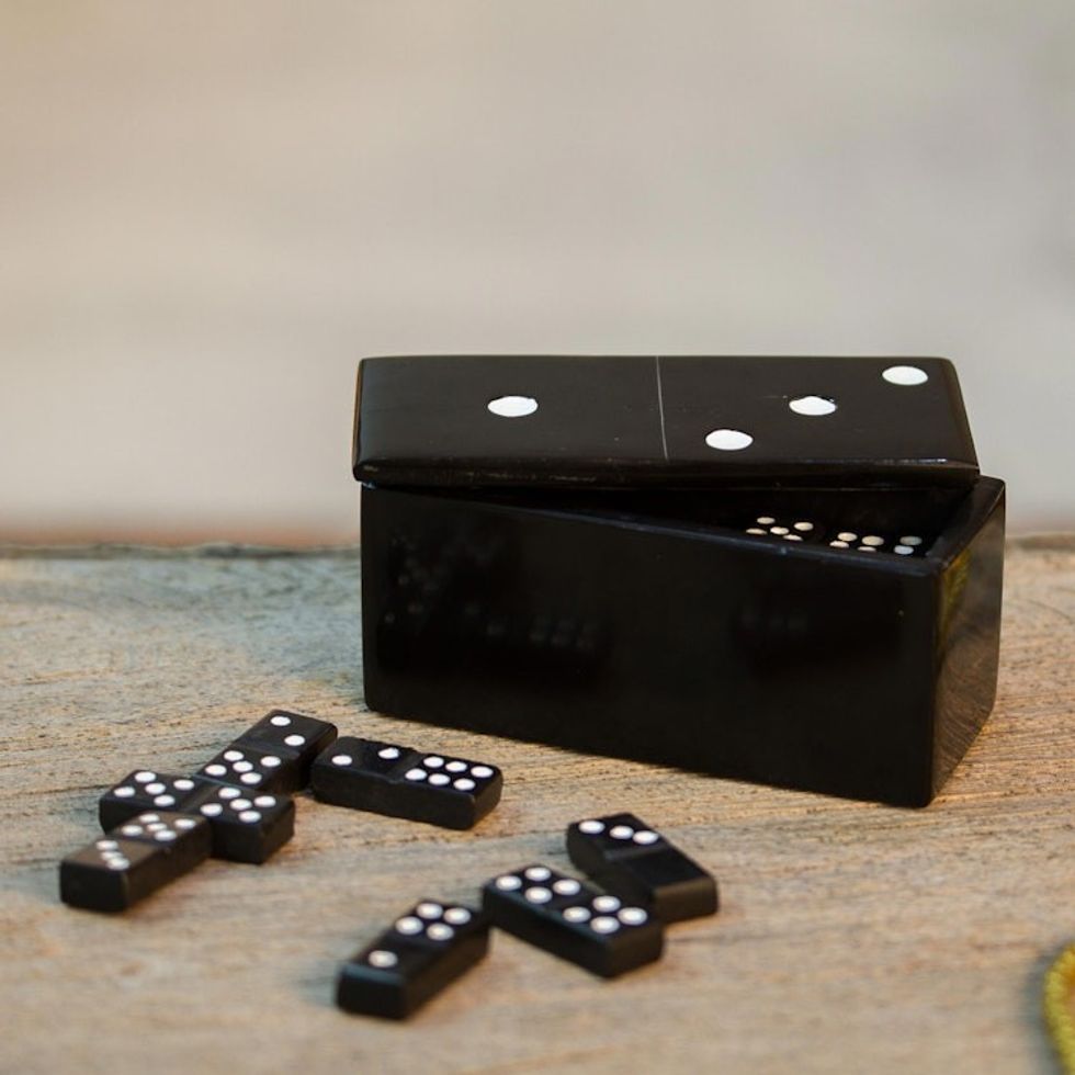 Black Marble Domino Set from Mexico 'Strategic Chance'