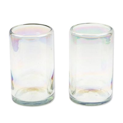 Alternate image for Pair of Clear Handblown Tumbler Glasses from Mexico Ethereal Elixir