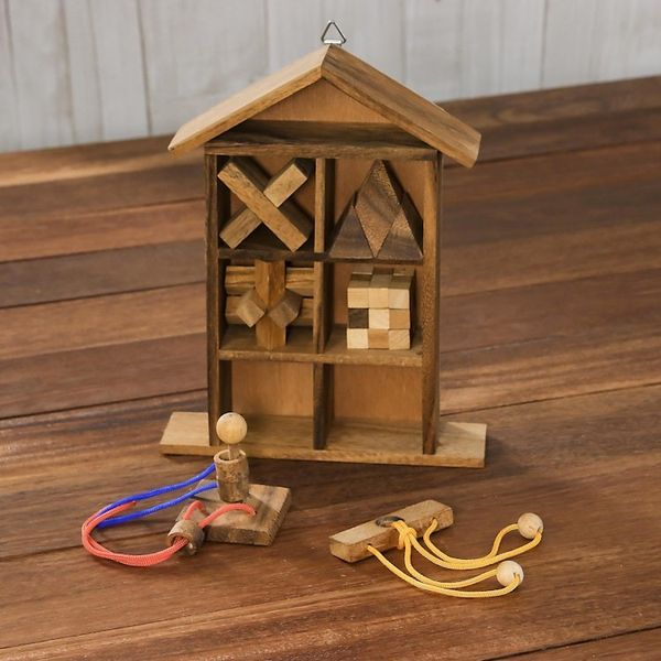 Alternate image for Six Rain Tree Wood Puzzles with Box from Thailand Household Challenge
