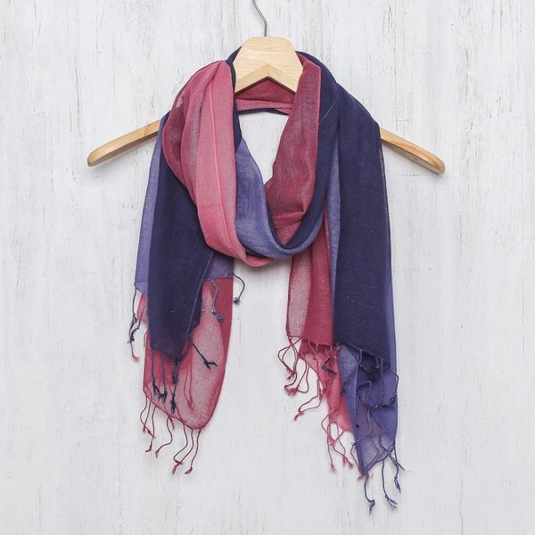 Alternate image for Two Handwoven Cotton Wrap Scarves from Thailand Colors of Experience