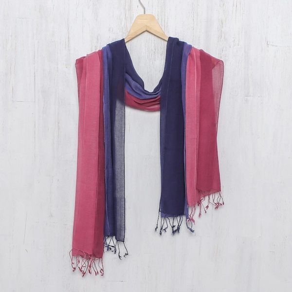 Alternate image for Two Handwoven Cotton Wrap Scarves from Thailand Colors of Experience