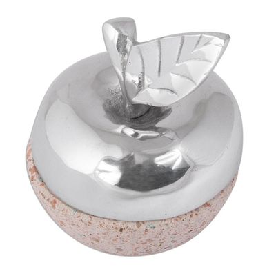 Alternate image for Apple-Shaped Pewter and Reclaimed Stone Jewelry Box Gleaming Apple