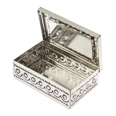 Alternate image for Repousse Tin and Ceramic Jewelry Box with Talavera Tiles Flourishing Blue