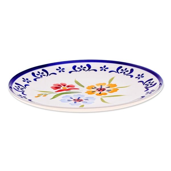 Alternate image for Artisan Crafted Floral Ceramic Plate Primrose Path in Blue