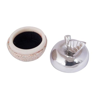 Alternate image for Apple-Shaped Pewter and Reclaimed Stone Jewelry Box Gleaming Apple