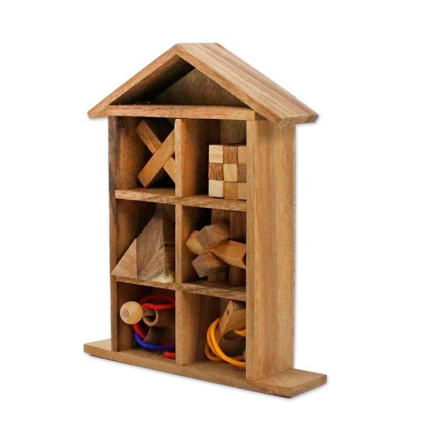Alternate image for Six Rain Tree Wood Puzzles with Box from Thailand Household Challenge