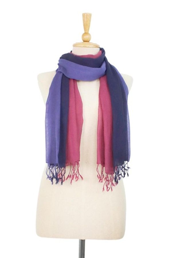 Alternate image for Two Handwoven Cotton Wrap Scarves from Thailand Colors of Experience