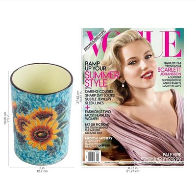 Alternate image for Sunflower Motif Ceramic Vase from Mexico Brilliant Sunflower