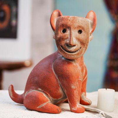 Alternate image for Handmade Rustic Ceramic Dog Sculpture from Mexico Masked Dog