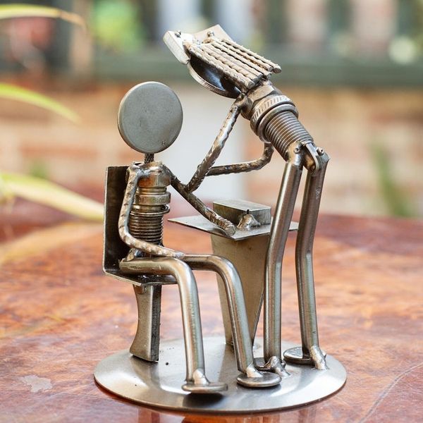 Alternate image for Recycled Car Part Nurse and Patient Sculpture Beloved Nurse