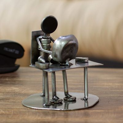 Alternate image for Recycled Metal Electronics Technician Sculpture Rustic Computer Tech