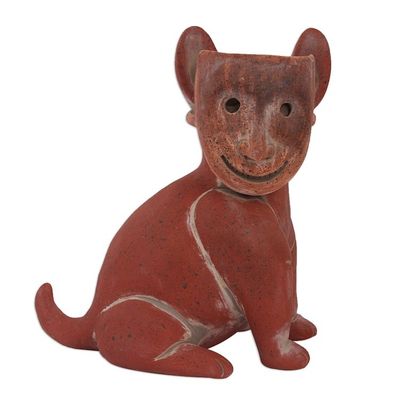 Alternate image for Handmade Rustic Ceramic Dog Sculpture from Mexico Masked Dog