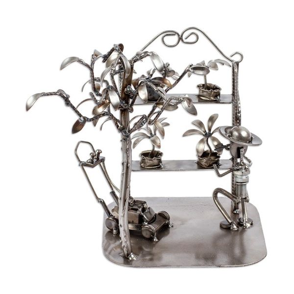 Alternate image for Handmade Rustic Metal Auto Parts Gardener Sculpture Rustic Gardener