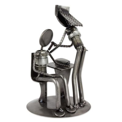 Alternate image for Recycled Car Part Nurse and Patient Sculpture Beloved Nurse