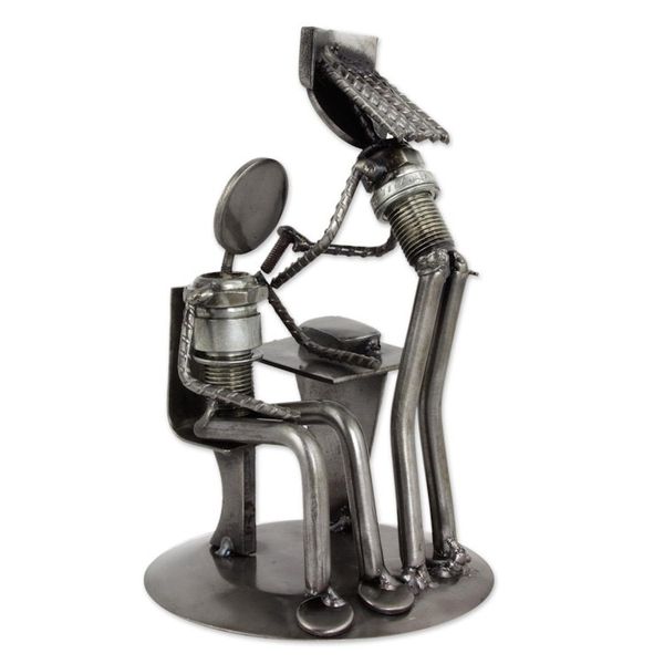 Alternate image for Recycled Car Part Nurse and Patient Sculpture Beloved Nurse