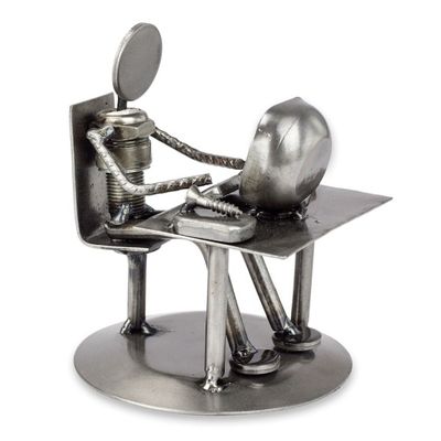 Alternate image for Recycled Metal Electronics Technician Sculpture Rustic Computer Tech