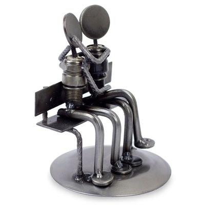 Alternate image for Romantic Recycled Metal Sculpture from Mexico Park Bench Sweethearts