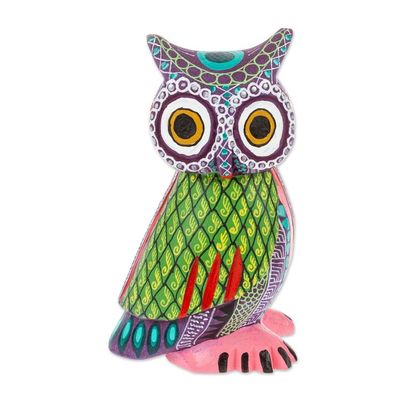 Alternate image for Handmade Owl with Ear Tufts Alebrije Figurine from Mexico Nocturnal Mystery