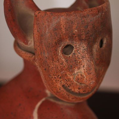 Alternate image for Handmade Rustic Ceramic Dog Sculpture from Mexico Masked Dog