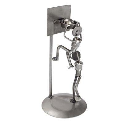 Alternate image for Artisan Crafted Hand Made Recycled Metal Eco Sculpture Rustic Basketball Final