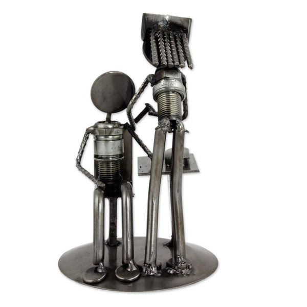 Alternate image for Recycled Car Part Nurse and Patient Sculpture Beloved Nurse