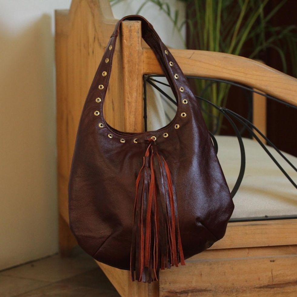 Handcrafted Brown Leather Hobo-Style Boho Chic Shoulder Bag 'Relaxed Chic in Brown'