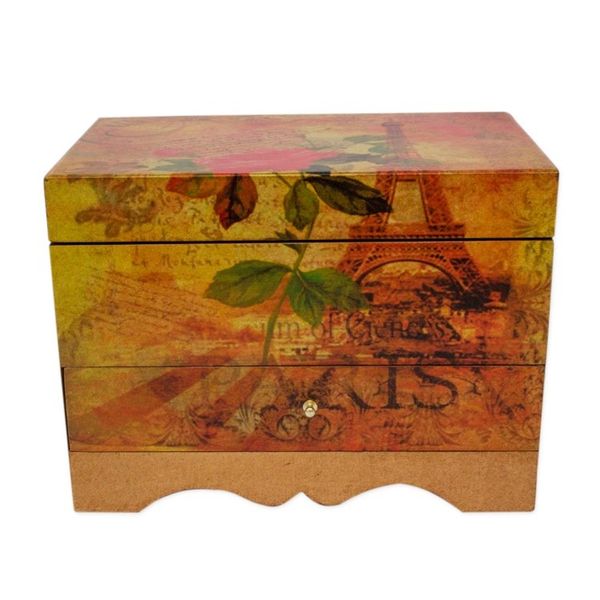 Alternate image for Handcrafted Paris Theme Decoupage Jewelry Box with Drawer Thoughts of Paris