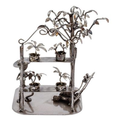 Alternate image for Handmade Rustic Metal Auto Parts Gardener Sculpture Rustic Gardener