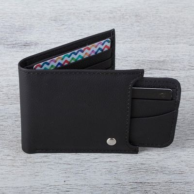 Alternate image for Mens Black Leather Wallet with Removable Card Case Nocturnal Trail Blazer