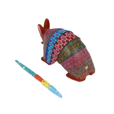 Alternate image for Handcrafted Copal Wood Alebrije Armadillo Figurine Delightful Armadillo