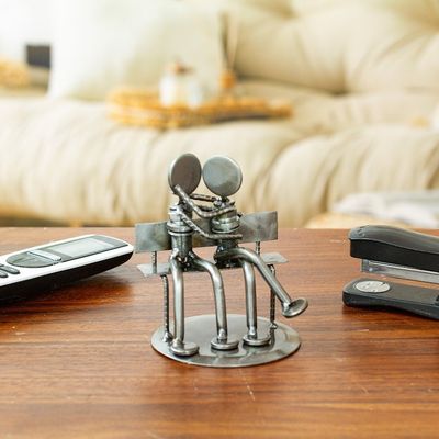 Alternate image for Romantic Recycled Metal Sculpture from Mexico Park Bench Sweethearts