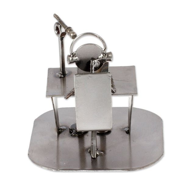Alternate image for Recycled Metal Auto Part Sculpture of Seated Broadcaster Broadcaster