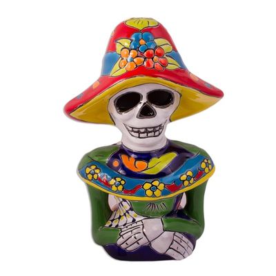 Alternate image for Hand-Painted Ceramic Catrina Sculpture from Mexico Camellia Woman