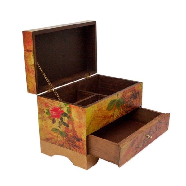 Alternate image for Handcrafted Paris Theme Decoupage Jewelry Box with Drawer Thoughts of Paris