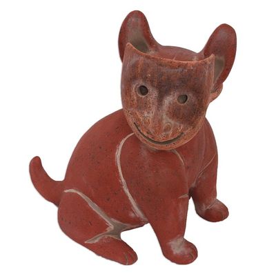 Alternate image for Handmade Rustic Ceramic Dog Sculpture from Mexico Masked Dog