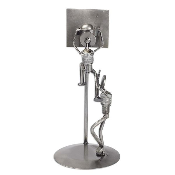 Alternate image for Artisan Crafted Hand Made Recycled Metal Eco Sculpture Rustic Basketball Final