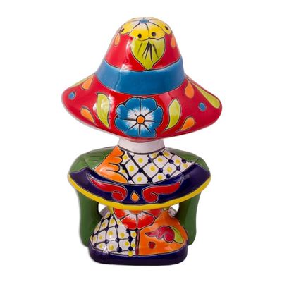 Alternate image for Hand-Painted Ceramic Catrina Sculpture from Mexico Camellia Woman