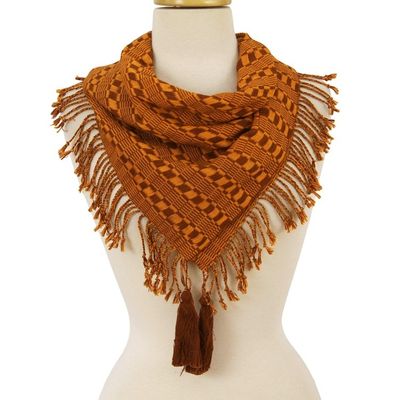 Alternate image for Cotton Scarf in Sunrise and Mahogany from Mexico Mexican Sunrise