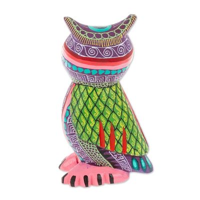 Alternate image for Handmade Owl with Ear Tufts Alebrije Figurine from Mexico Nocturnal Mystery