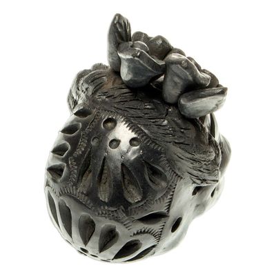 Alternate image for Barro Negro Skull Figurine from Mexico Dark Frida