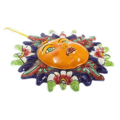 Alternate image for Handmade Ceramic Sun Wall Accent Floral Sun