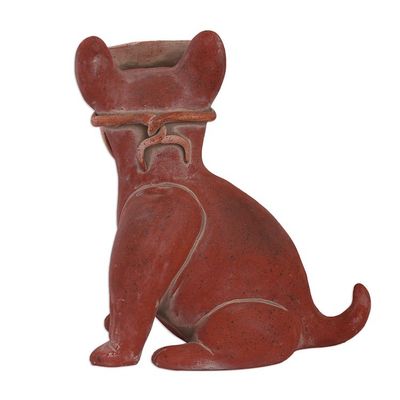 Alternate image for Handmade Rustic Ceramic Dog Sculpture from Mexico Masked Dog