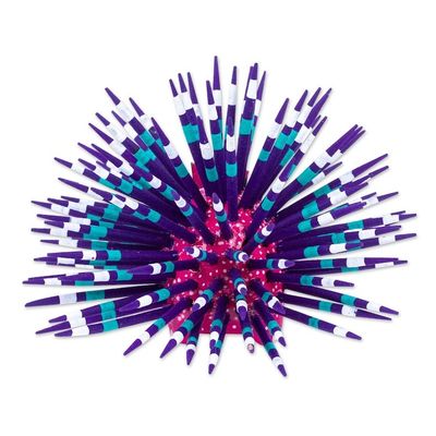 Alternate image for Hand-Painted Wood Alebrije Porcupine Figurine in Fuchsia Cute Porcupine in Fuchsia