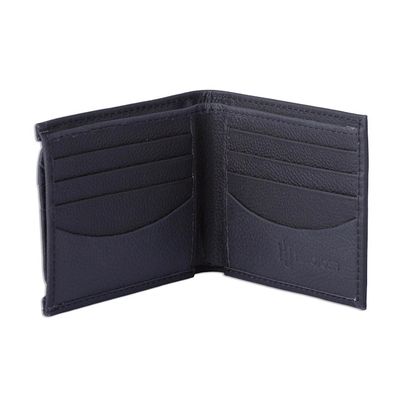 Alternate image for Mens Black Leather Wallet with Removable Card Case Nocturnal Trail Blazer