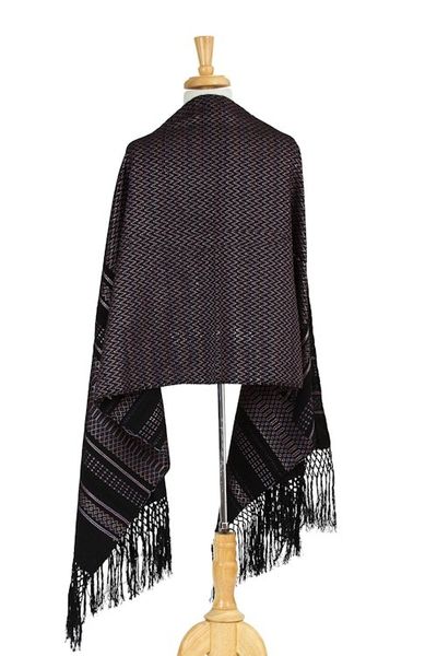 Alternate image for Handwoven Patterned Cotton Shawl from Mexico Elegant Designs