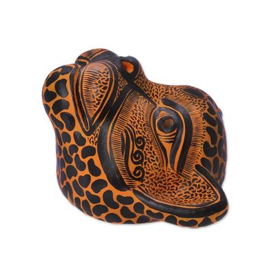 Alternate image for Orange-Amber Ceramic Jaguar Decorative Mask Wall Art Watchful Jaguar