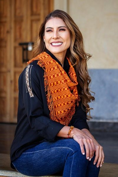 Alternate image for Cotton Scarf in Sunrise and Mahogany from Mexico Mexican Sunrise