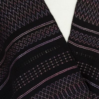 Alternate image for Handwoven Patterned Cotton Shawl from Mexico Elegant Designs