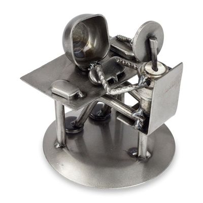Alternate image for Recycled Metal Electronics Technician Sculpture Rustic Computer Tech
