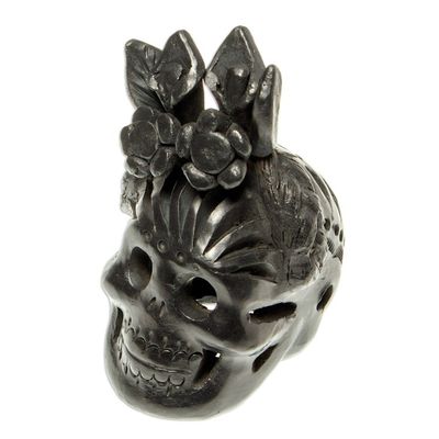 Alternate image for Barro Negro Skull Figurine from Mexico Dark Frida